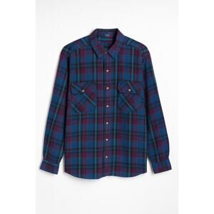 Vintage Woolrich Plaid Flannel Shirt Blue Purple Unisex Grunge Oversized